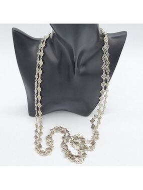 Stella & Dot Silver Tone Double Stranded Necklace #1962